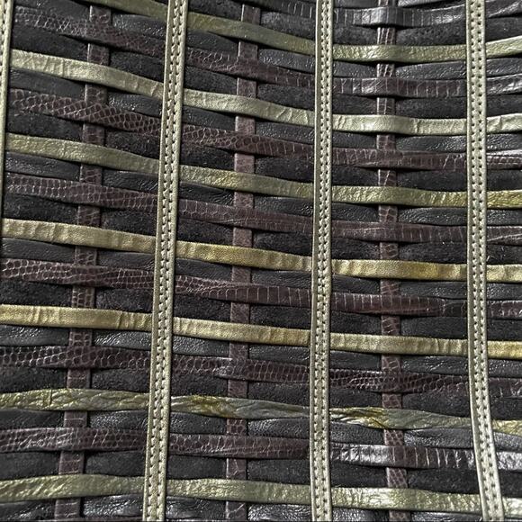 Sharif Woven Leather Crossbody Bag Olive Green Vintage 1990s EUC - Picture 5 of 9